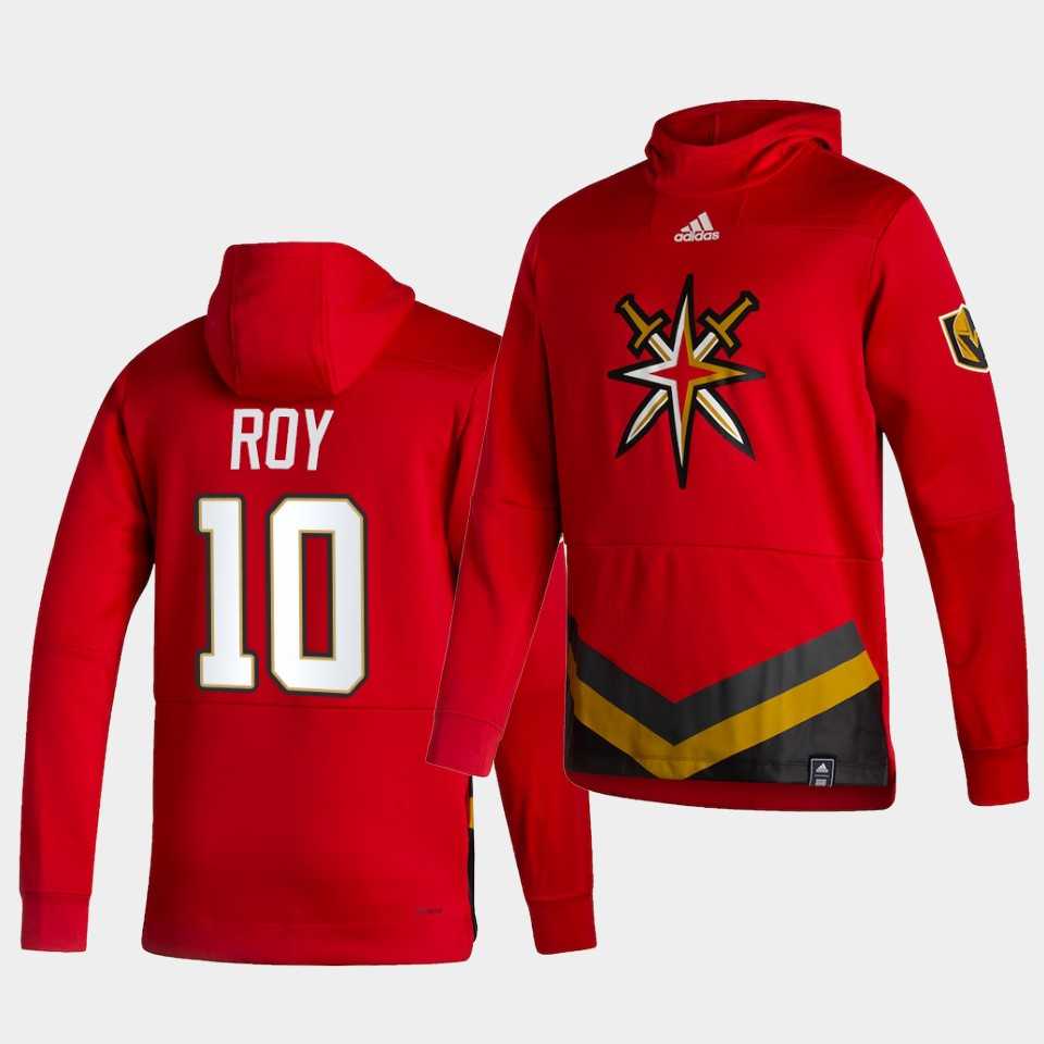 Men Vegas Golden Knights 10 Roy Red NHL 2021 Adidas Pullover Hoodie Jersey
